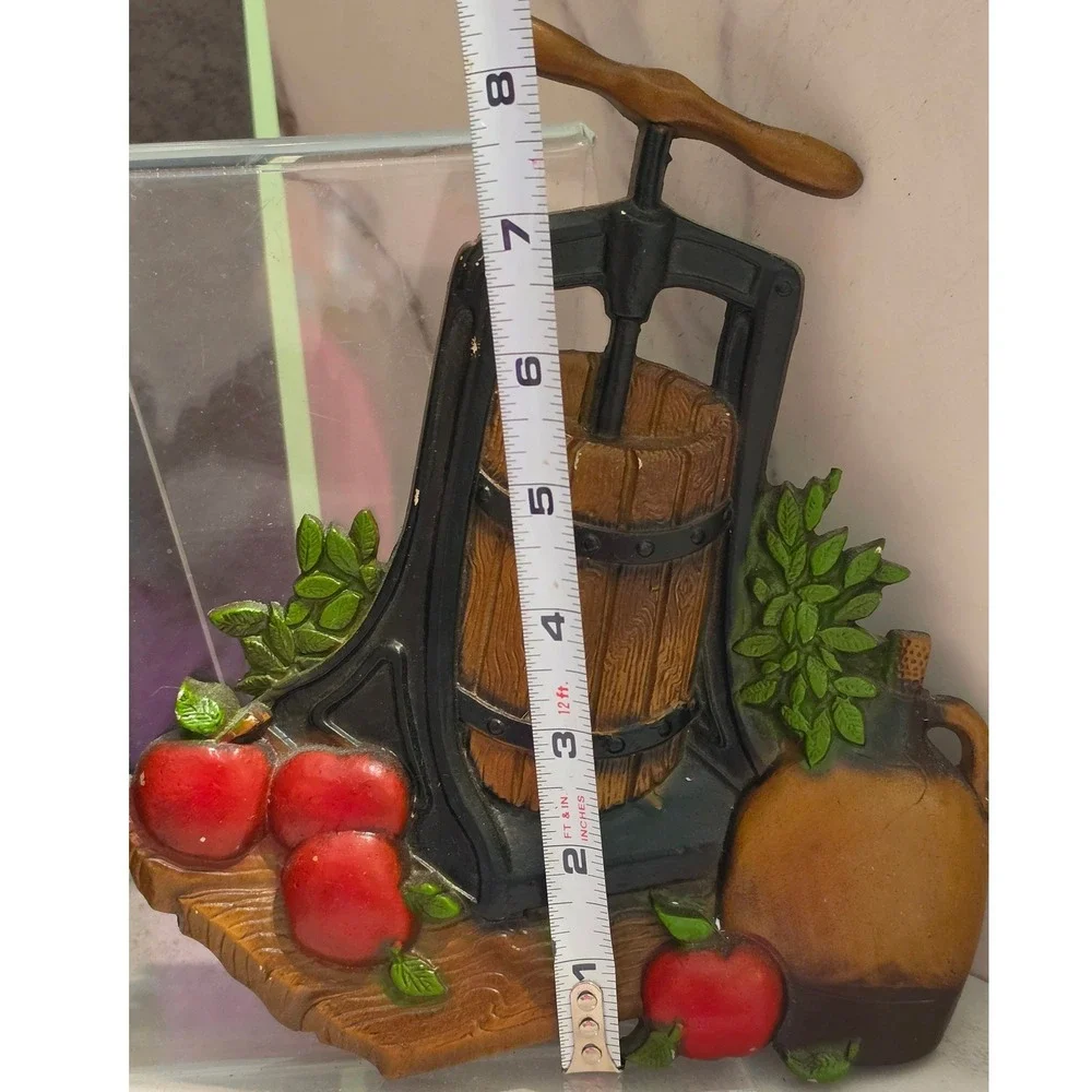 Vintage Homco 1978 Wall Plaques Apple Cider Press & Corn Grinder 1978
